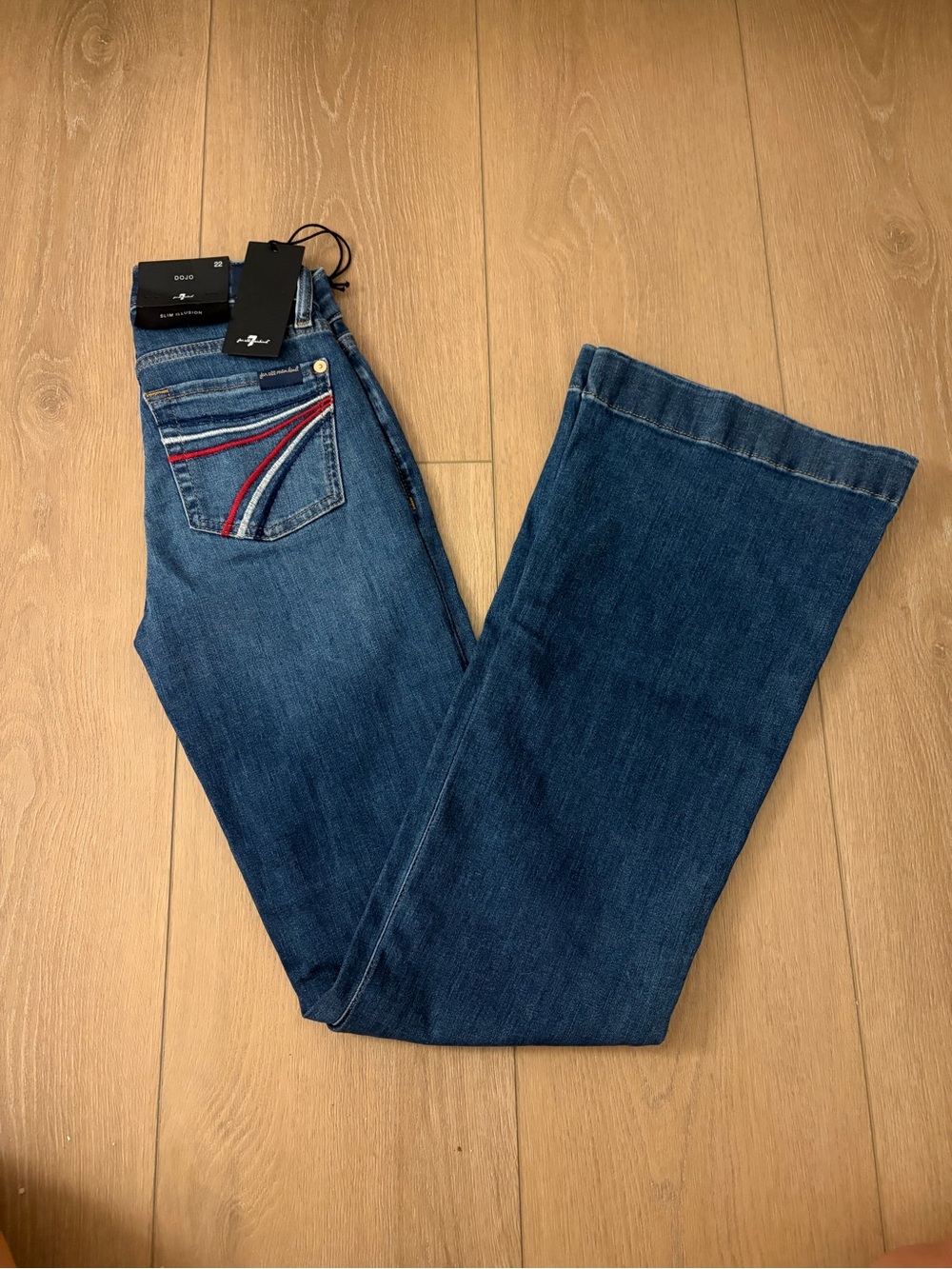 Dojo 7 For All Mankind red, white, and blue